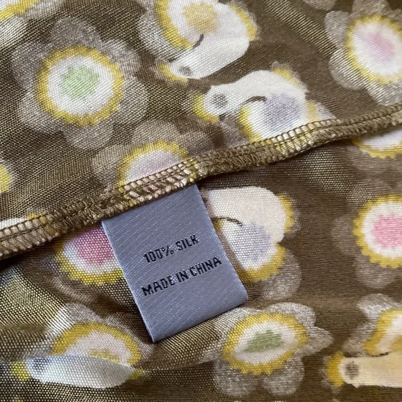 EUC Orla Kiely Colorful Birds Peacock Chicken Olive Green 100% Silk Twill Skirt﻿